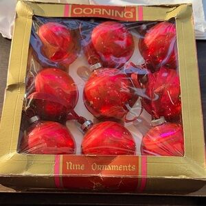 Antique Corningware Festive Red Ornaments Set (mid-‘70s)